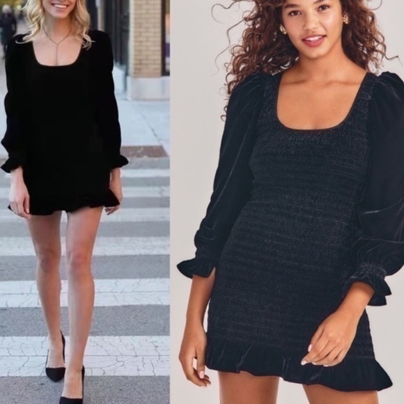 LOVESHACKFANCY Dorset Velvet Mini Dress
